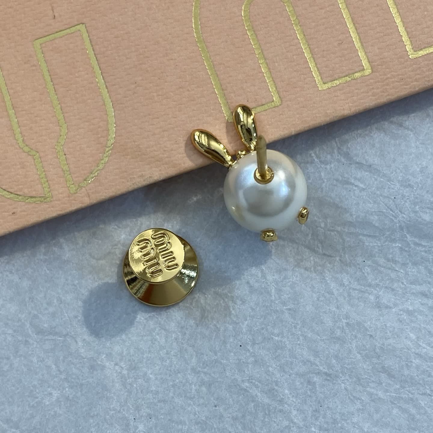Miu Miu Gold Tone Pearl Earrings